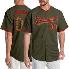 Load image into Gallery viewer, Custom Olive Cmao-Red Authentic Salute To Service Baseball Jersey
