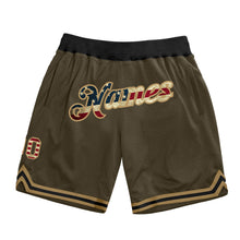 Load image into Gallery viewer, Custom Olive Vintage USA Flag-Old Gold Authentic Throwback Salute To Service Basketball Shorts
