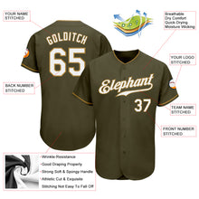Load image into Gallery viewer, Custom Olive White-Old Gold Authentic Salute To Service Baseball Jersey
