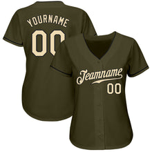 Load image into Gallery viewer, Custom Olive Cream-Black Authentic Salute To Service Baseball Jersey
