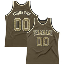 Load image into Gallery viewer, Custom Olive Camo-Cream Authentic Throwback Salute To Service Basketball Jersey
