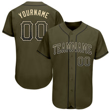 Load image into Gallery viewer, Custom Olive Black-Cream Authentic Drift Fashion Salute To Service Baseball Jersey
