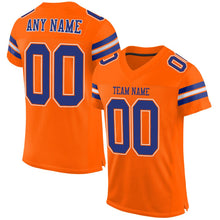 Load image into Gallery viewer, Custom Orange Royal-White Mesh Authentic Football Jersey
