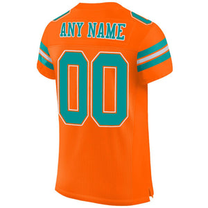 Custom Orange Aqua-White Mesh Authentic Football Jersey