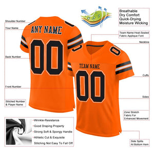 Custom Orange Black-White Mesh Authentic Football Jersey