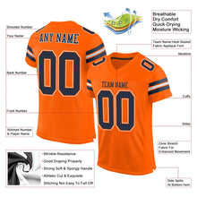 Load image into Gallery viewer, Custom Orange Navy-White Mesh Authentic Football Jersey
