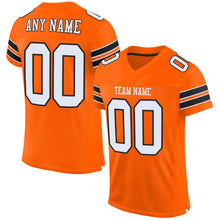 Load image into Gallery viewer, Custom Orange White-Black Mesh Authentic Football Jersey
