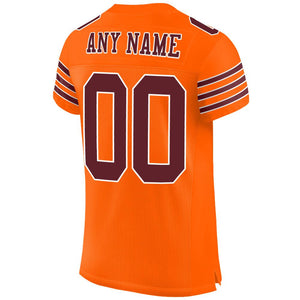 Custom Orange Burgundy-White Mesh Authentic Football Jersey