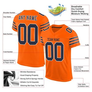 Custom Orange Navy-White Mesh Authentic Football Jersey