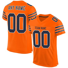 Load image into Gallery viewer, Custom Orange Navy-White Mesh Authentic Football Jersey
