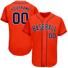 Load image into Gallery viewer, Custom Orange Navy-White Authentic Baseball Jersey
