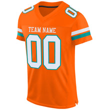 Load image into Gallery viewer, Custom Orange White-Aqua Mesh Authentic Football Jersey
