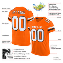 Load image into Gallery viewer, Custom Orange White-Black Mesh Authentic Football Jersey

