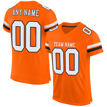 Load image into Gallery viewer, Custom Orange White-Black Mesh Authentic Football Jersey
