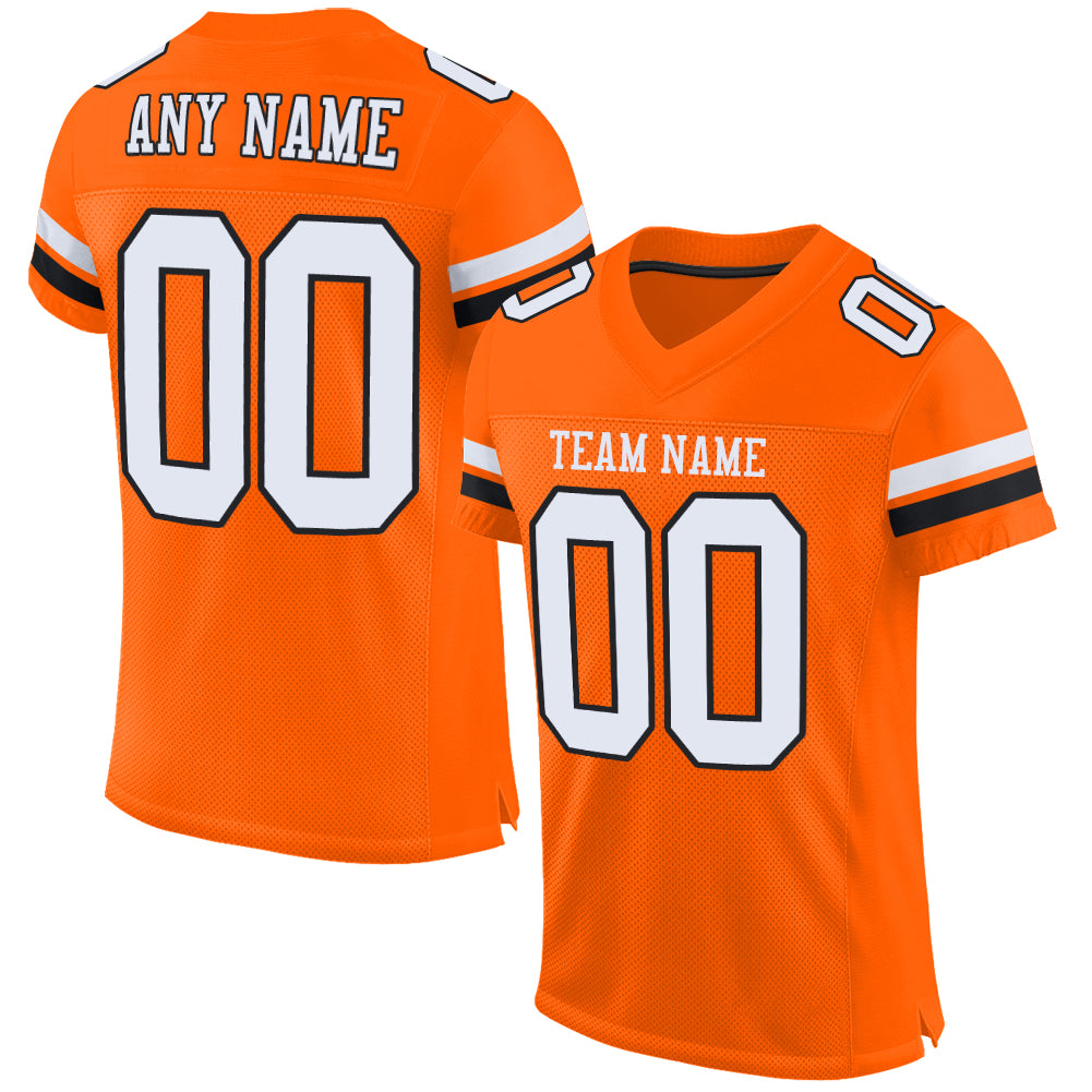 Custom Orange White-Black Mesh Authentic Football Jersey