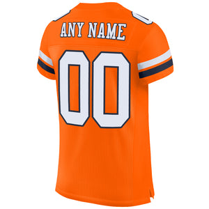 Custom Orange White-Navy Mesh Authentic Football Jersey