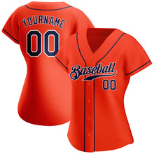 Load image into Gallery viewer, Custom Orange Navy-White Authentic Baseball Jersey
