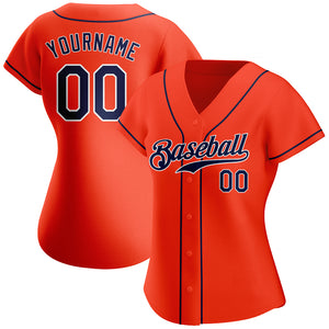 Custom Orange Navy-White Authentic Baseball Jersey