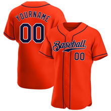 Load image into Gallery viewer, Custom Orange Navy-White Authentic Baseball Jersey
