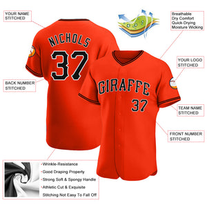 Custom Orange Black-White Authentic Baseball Jersey