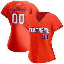 Load image into Gallery viewer, Custom Orange White-Purple Authentic American Flag Fashion Baseball Jersey

