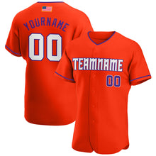 Load image into Gallery viewer, Custom Orange White-Purple Authentic American Flag Fashion Baseball Jersey
