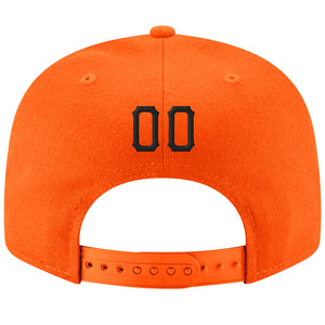 Custom Orange Black-White Stitched Adjustable Snapback Hat