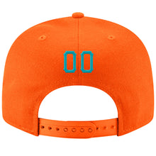 Load image into Gallery viewer, Custom Orange Aqua-White Stitched Adjustable Snapback Hat
