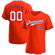 Load image into Gallery viewer, Custom Orange White-Purple Authentic Baseball Jersey
