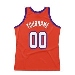 Custom Orange White-Purple Authentic Throwback Basketball Jersey