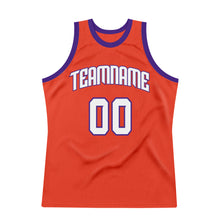 Load image into Gallery viewer, Custom Orange White-Purple Authentic Throwback Basketball Jersey
