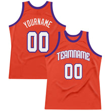 Load image into Gallery viewer, Custom Orange White-Purple Authentic Throwback Basketball Jersey
