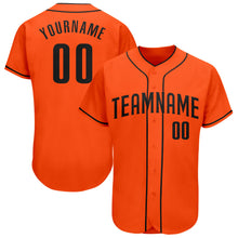 Load image into Gallery viewer, Custom Orange Black Authentic Baseball Jersey
