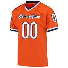 Load image into Gallery viewer, Custom Orange White-Navy Mesh Authentic Throwback Football Jersey
