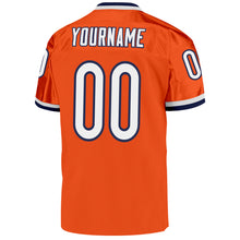 Load image into Gallery viewer, Custom Orange White-Navy Mesh Authentic Throwback Football Jersey
