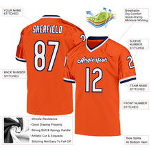 Load image into Gallery viewer, Custom Orange White-Navy Mesh Authentic Throwback Football Jersey
