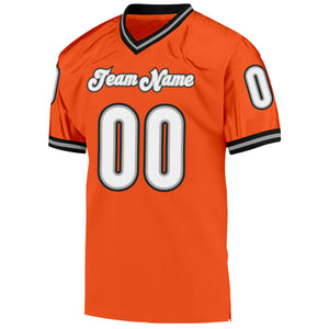 Custom Orange White-Black Mesh Authentic Throwback Football Jersey
