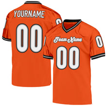 Load image into Gallery viewer, Custom Orange White-Black Mesh Authentic Throwback Football Jersey
