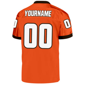 Custom Orange White-Brown Mesh Authentic Throwback Football Jersey