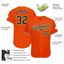 Load image into Gallery viewer, Custom Orange Black Pinstripe Black-Old Gold Authentic Baseball Jersey
