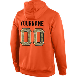 Custom Stitched Orange Camo-Cream Sports Pullover Sweatshirt Hoodie