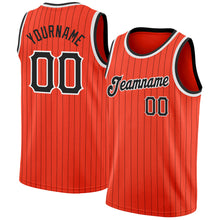 Load image into Gallery viewer, Custom Orange Black Pinstripe Black-White Authentic  Basketball Jersey
