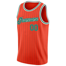 Load image into Gallery viewer, Custom Orange Black Pinstripe Kelly Green-White Authentic Basketball Jersey
