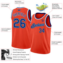 Load image into Gallery viewer, Custom Orange Black Pinstripe Royal-White Authentic Basketball Jersey
