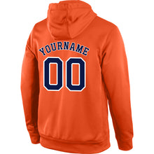 Load image into Gallery viewer, Custom Stitched Orange Navy-White Sports Pullover Sweatshirt Hoodie
