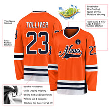 Load image into Gallery viewer, Custom Orange Navy-White Hockey Jersey
