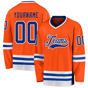 Custom Orange Royal-White Hockey Jersey