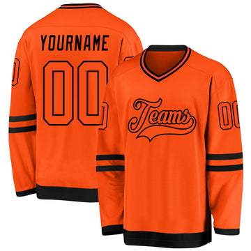 Custom Orange Orange-Black Hockey Jersey