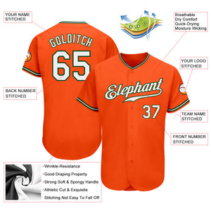 Custom Orange White-Green Authentic Baseball Jersey