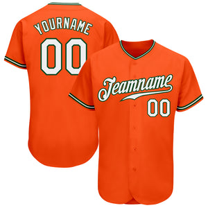 Custom Orange White-Green Authentic Baseball Jersey